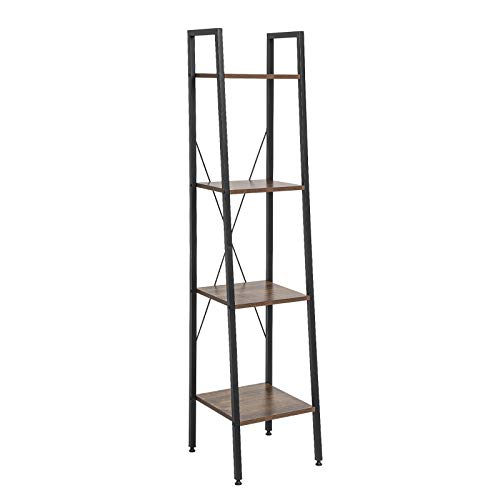 EUGAD Standregal Bücherregal Metallregal Leiterregal Stufenregal Multifunktionale Regal Industrie Design MDF Metall 34x35x148cm, Vintage