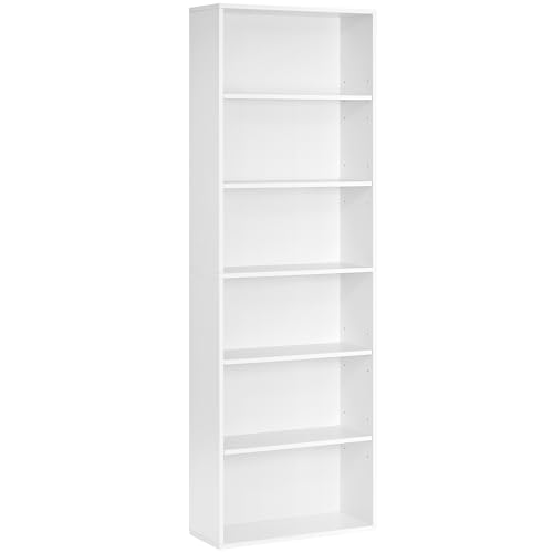 VASAGLE Bücherregal, mit 6 Ebenen, Standregal, Aufbewahrungsregal, für Wohnzimmer, Büro, Schlafzimmer, Arbeitszimmer, skandinavischer Stil, skandinavischer Stil, 24 x 60 x 178,5 cm, weiß LBC169T14