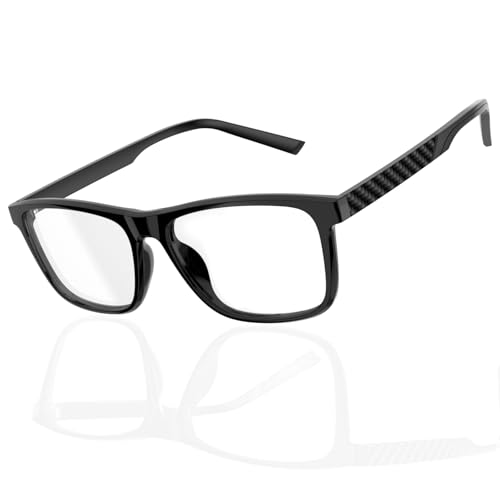 Amorays Premium Lesebrille Herren Ultraleicht TR90 Frame Blaulichtfilter hochwertig Lesebrillen 8085（Schwarz，+1.50）