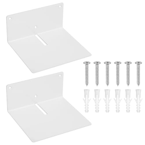 bayidun 2 Pcs Kleine Wandregale, Unsichtbares Bücherregal Wand, Klein Schwebendes Bücherregale, Metall Wandregal, Bücherregal Schwebendes Regale Wand für Schlafzimmer Büro Küche (Weiß 170x150x80mm)