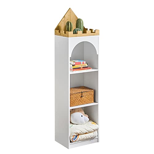 SoBuy KMB42-W Kinderregal mit Ablagen Kinder Bücherregal Spielzeugregal Aufbewahrungsregal für Kinder Kinderzimmerregal im Schlossdesign BHT ca.: 40x150x30cm