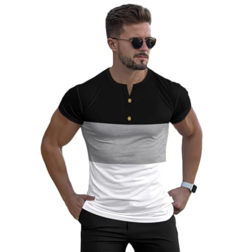 Kurzarm Herren Einfarbig T-Shirt Herren Sexy Perspektive T-Shirt Herren Mode T-Shirt Herren Casual T-Shirt Herren Druck T-Shirt Herren B-Black1 XL