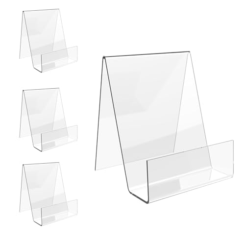 Boloyo Acryl Buchaufsteller mit Ledge, Acryl Transparent Display Staffelei Buchständer, Buch Halterung für Displaying (Klein,5 Stück)