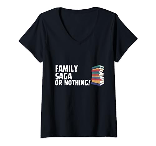 Damen Familien-Saga, Roman oder nichts, Buchwitz T-Shirt mit V-Ausschnitt