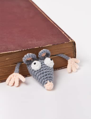 Lesezeichen häkeln, Lesezeichen personalisiert kinder, 3D Cartoon Tiere - Lustiges Geschenk für Geburtstags, Schüler, Junge, Mädchen, Lehrer, Studenten, Und Buchliebhaber (Maus)