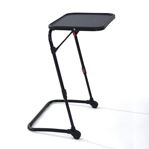 MEUBLE Cosy Laptoptisch Frühstückstablett Höhenverstellbar Ohne Montage Betttisch Laptopständer Faltbare für Lesen oder Frühstücks und Zeichentisch, Schwarz, 54x38x71.5cm