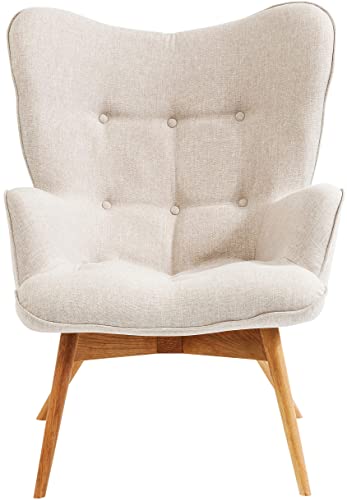 Kare Design Vicky, gemütlicher Loungesessel mit Armlehne, TV-Sessel mit hellem Holzgestell, (HxBxT) 94x73x83cm, weiß, Polyester