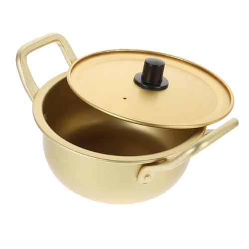 OFFSCH Koreanischer Ramen-Topf Suppentopf aus Aluminium Nudelkochtopf Koreanischer Kochtopf Currytopf küchenarmatur kitchen accessories Instant-Nudelkocher Suppentopf für die Küche Golden