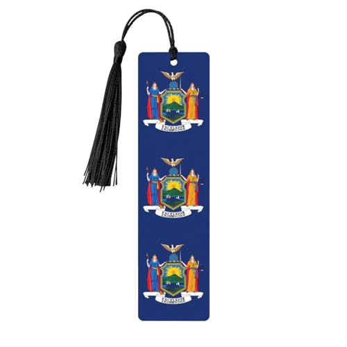 Künstlerisches Lesezeichen-Set mit New York-Flagge für Frauen, Quaste, Holz-Lesezeichen, Lernzubehör, 5-teilig