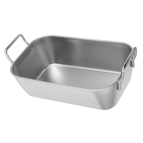 COLLBATH 2 Stück Snackschale Mit Ohren Tabletts Handhaben Chips Gericht Anzeigetafel Für Snacks Grilltablett Wursttablett Snackkorb Grill Servierschale Silber 201 Edelstahl