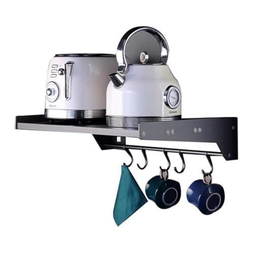 Mikrowellen-Wandregal, stabiles Metall, Küchen-Nizer mit Haken, große Ofenstütze, vielseitige Wandaufbewahrung für Küche und Badezimmer, Grau (70 cm)