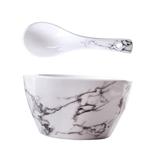 BESTOYARD 1 Satz Schale aus Marmor pho Suppenschüsseln Dip-Schüssel Vorspeisenschale japanischer Löffel kochgeschirr marble bowl Reisschüssel zu Hause Schüssel zum Servieren von Reis Keramik