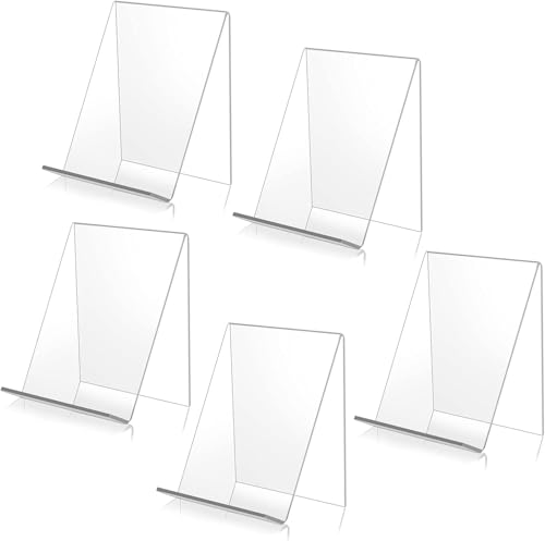 Lrocotanc 5 Stück Transparente Acryl Buchständer - Tischständer Schräg - Buchaufsteller - Tablet Halter Buchstützen - Staffelei Aufsteller - Für die Anzeige von Fotos/Büchern/Handys