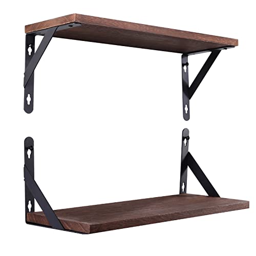 AGM Wandregal 2er Set, Schweberegale 42.5cm x 15cm Hängeregal rustikales Holz Regal Wand Dekor, Funktionales Regal für Küche Büro Badezimmer Schlafzimmer Wohnzimmer Waschküche