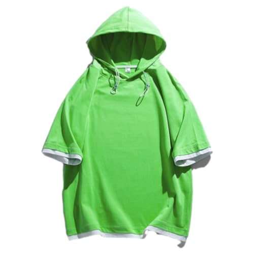 Kurzarm Herren Klassisch All-Match Tops Dünn Atmungsaktiv Einfarbig Sportshirt Leicht Kühl Komfortabel Hoodie Casual Mode T-Shirt G-Green 3XL