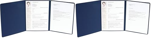 Exacompta 49707B Bewerbungsmappe EXCELLENCE in Leinenoptik. Aus extra starkem Colorspan-Karton vertikale Prägung 3-teilig mit 2 Klemmschienen für DIN A4 dunkelblau (Packung mit 2)