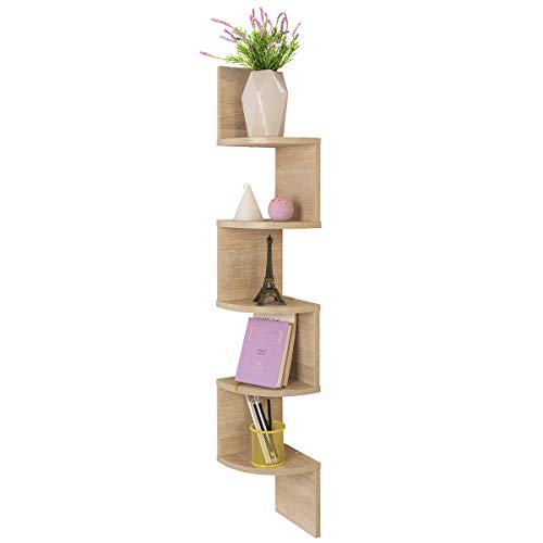 COMIFORT Eckregal - Bücherregal für die Ecke Nordischer Stil, Modern und Minimalistisch, 5 Regalböden, Robust und Solide, Sonoma-Eiche
