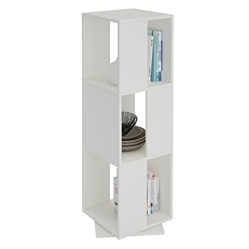 CARO-Möbel Drehregal KOPENHAGEN Bücherregal Standregal Dekoregal mit 3 Fächern in weiß