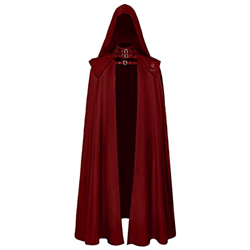 Mittelalterbeutel Schwarz Queen Cape Kostüm Teufel Robe zweiteiliges Set Gothic Brautkleid in Übergröße (Red, M)