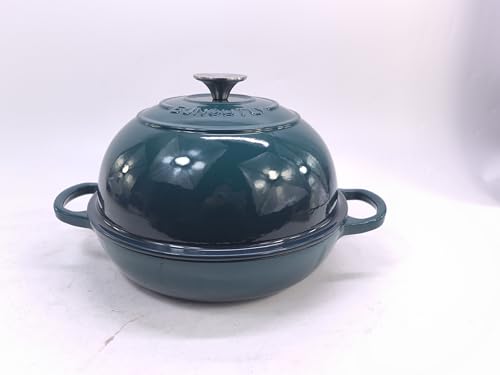 Schmortopf aus emailliertem Gusseisen – 6QT Topf mit Deckel Kochbuch & Topflappen aus Baumwolle, robustes Kochgeschirr zum Schmoren, Eintöpfen, Braten, Brotbacken