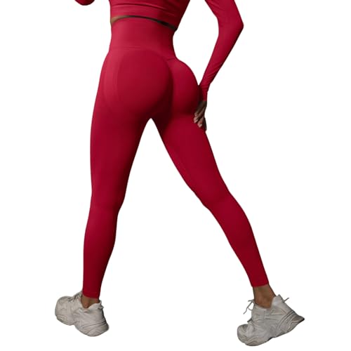 Damen-Leinenhose, zum Trocknen, Sport, schmeichelhaft, elegant, ausgefallene Trainingshose, leger, Kompression, Büro, Jogger, Gürtel, Oversize, Stretch, Arbeitshose, rot, S