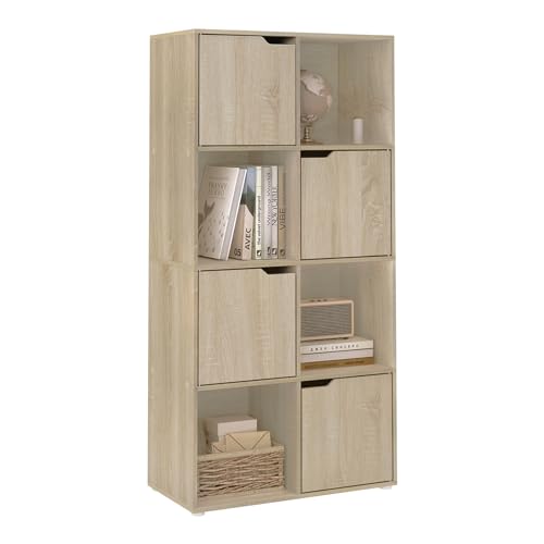 WOLTU Bücherregal, für Arbeitszimmer Schlafzimmer & Wohnzimmer, Bücherschrank mit 3 Türen und 6 Fächer, Aufbewahrungregal, 59,6 x 91 x 29 cm (B x H x T)