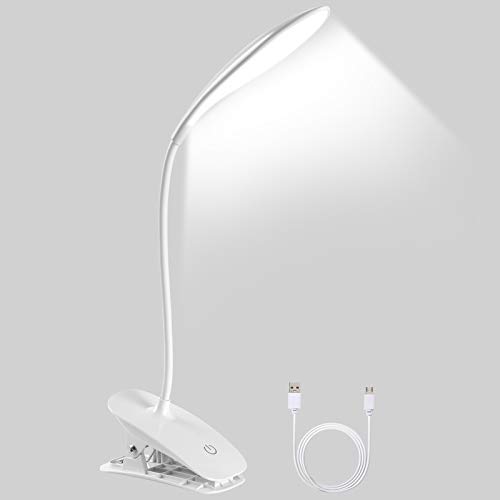 URAQT Schreibtischlampe LED, 360° Flexibel Tischlampe 3 Helligkeitsstufen Akku Tischlampe Kabellos 1200 mAh LED Schreibtischlampe Klemmbar USB Anschluss Schreibtischlampe Kinder mit Touch Steuerung