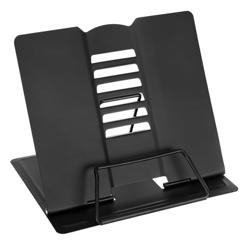 Royouzi Buchständer, Leseständer Metall, Verstellbarer Leseständer für Lesen, Multifunktionales Metall-Lesegestell, Zusammenklappbarer Kinder Buchständer für Küche Arbeitszimmer Büro Schule (Schwarz)