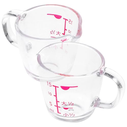UKCOCO 2 Stück pack Kleiner Haushalts Messbecher 15ml aus Verschleißfestem As Kunststoff Transparenter Messbecher mit Skala für Milch Soßen Backzutaten Auslaufsicher für Küche Café