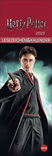 Harry Potter Lesezeichen & Kalender 2023 mit Monatskalendarium - perforierte Kalenderblätter zum Heraustrennen - zum Aufstellen oder Aufhängen - 6 x 18 cm