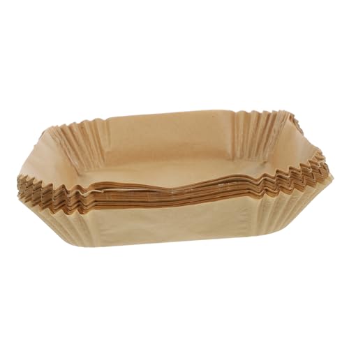 Mobestech 200 Stück Luftfritteusenpapier Friteuse Abdeckung Einsätze Wiederverwendbar Backen Liner Köche Instant-fritteuse Matten Pergament Jungfräulicher Zellstoff Brown
