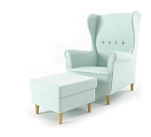 Sofini Ohrensessel Milo mit Hocker! Sessel für Wohnzimmer & Esszimmer! Skandinavisch, Relaxsessel aus Webstoff, Best Sessel! (Beauty 5)