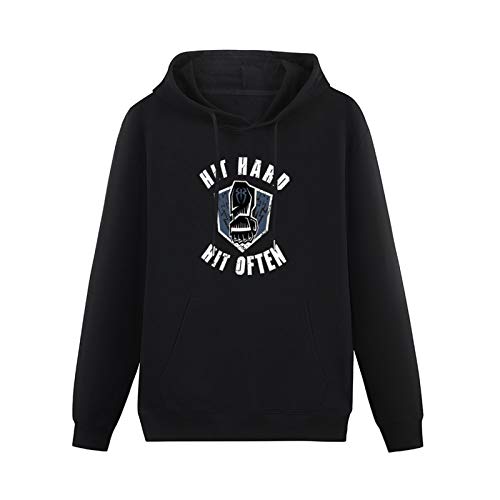 URBREW Roman Reigns Hit Hard Hit Often Mens Sweatshirts Black Unisex Mens Pullover Hoodies L