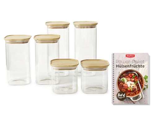 Betty Bossi - Power-Paket: Hülsenfrüchte Kochbuch + 6 Vorratsdosen – Rezepte & Aufbewahrung für gesunde Ernährung, Meal Prep & vegane Küche