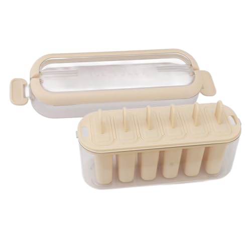 6 Hohlräume Hausgemachte Eisstangenform Eisstangen und Schimmelpilze Eis nach Hause Herstellen von Formen bei Beige Im Kühlschrank. Eisenstangenformmoldshomemade Eisstangenformalte (Beige)