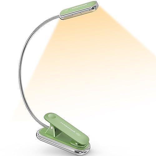 Glocusent Posh Premium Leselampe Buch Klemme mit Timer, 16 LED Wiederaufladbar Buchlampe, Laufzeit 160 Stunden, 1800K augenschonend Leselicht, 3 Farben & 5 Helligkeitsstufen, perfekt für Leser