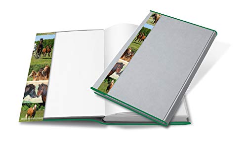 HERMA 21300 Buchumschlag 30 x 54 cm HERMÄX Design Pferd, Buchhülle mit Beschriftungsetikett und Kantenschutz aus abwischbarer Polypropylen-Folie, Buchschoner für Schulbücher, transparent