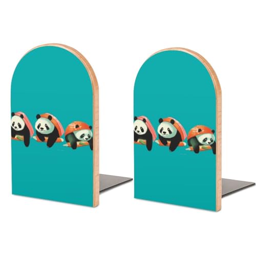 2 Stück Buchstützen aus Holz, Panda-Sushi-Buchstützen für Regale, rutschfeste Buchstützen für Büro, Zuhause, Küche, Buchstützen zum Aufbewahren von Büchern, 12,7 x 7,6 cm