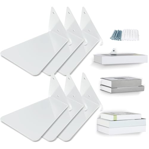 Jetec 6 Stück Unsichtbare Schwebende Bücherregale Unsichtbare Regale für Bücher Wand Bücherregal Metall Wandmontierte Buch Organizer für Heim Büro