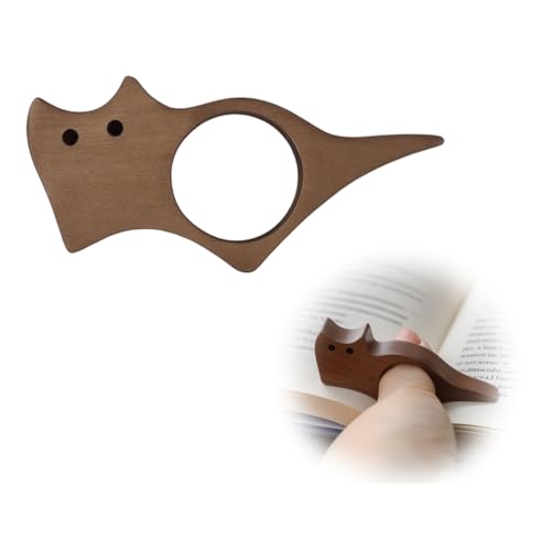 Buchseitenhalter mit Katzenmotiv – Lesezeichen Katze aus Holz – Buchseitenhalter Holz für Daumen – Buchhalter Daumen – Lesezeichen Geschenk für Buchliebhaber & Bibliophile