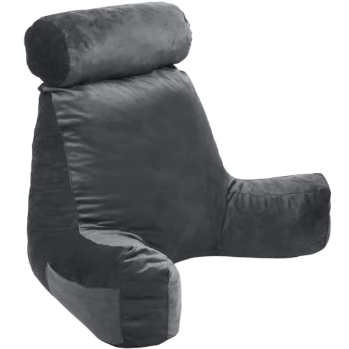 bananair - Lesekissen für Bett und Sofa - Weich und Komfortabel - Optimale Rückenunterstützung - Leicht Transportierbares Rückenkissen mit Praktischen Armlehnen und Ergonomischer Sitzfläche (Grau)
