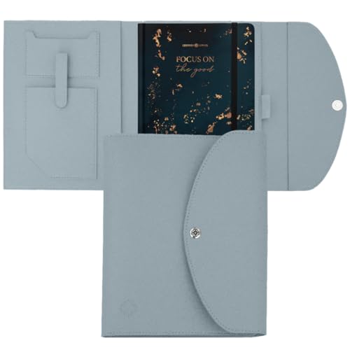 Lebenskompass Buchhülle A5 im edlen Design von 'Babyblau' - Buchtasche & Book Sleeve Bag aus veganem Leder (PU) Für Kalender DIN A5 & als Geschenk für Buchliebhaber