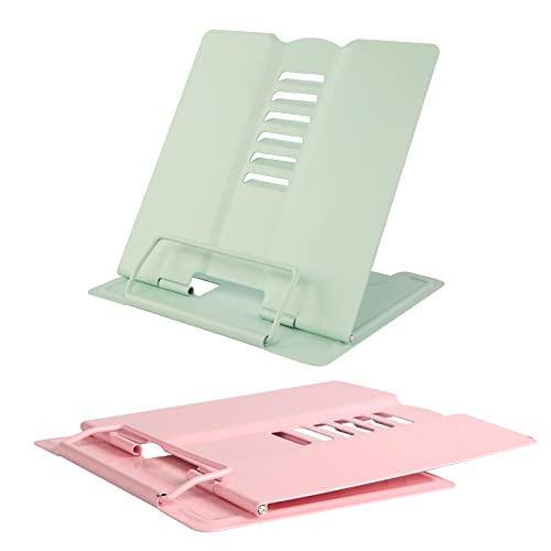Leseständer Metall, 2 Stück Buchstützen Leseständer Kochbuchhalter, Buchständer Kinder Buchstützen Buchständer Verstellbar Leseständer Faltbar Rutschfest Buchstutze für Lesen Küche und Büro