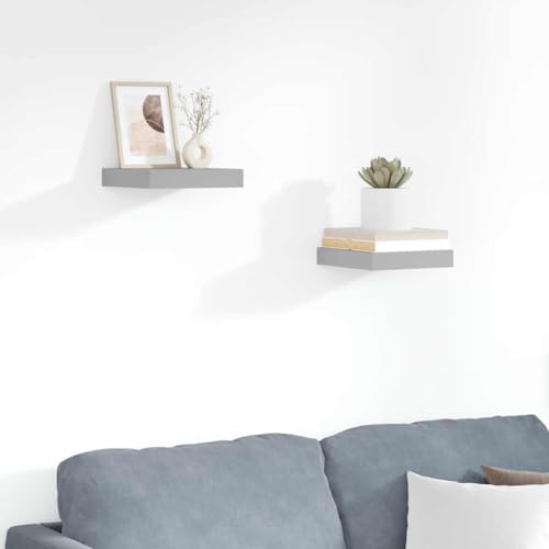 HFXHIJXQ 2er Set Schweberegale 23x23,5x3,8 cm aus robustem Waben-MDF in Grau, unsichtbares Montagesystem, Modernes Design & Langlebigkeit für Living Room, Schlafzimmer und Büro