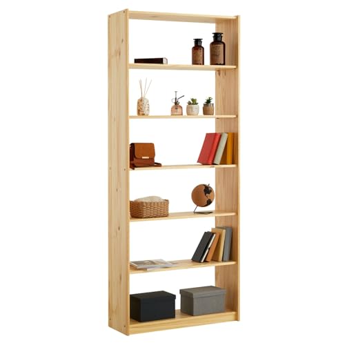 IDIMEX Standregal mit 7 Böden, praktisches Bücherregal aus massiver Kiefer in Natur, Schlichtes Büroregal aus Massivholz