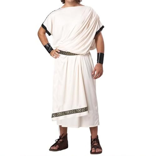 Männer Griechischen Toga Gott Kostüm Erwachsene Roman Halloween Cosplay Antike Weiße Robe (Black, M)