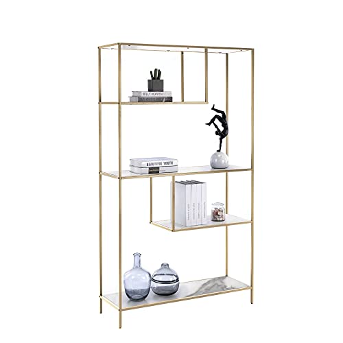 HOMOPIV Bücherregal,Standregal mit 5 Ebenen,Regal Industrial, Lagerregal Metall, Leiterregal für Wohnzimmer, Küche, Schlafzimmer,100 * 33 * 178cm