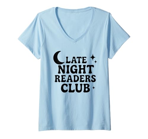 Damen LATE NIGHT READERS CLUB X Bücher Leserin Books Buchliebhaber T-Shirt mit V-Ausschnitt
