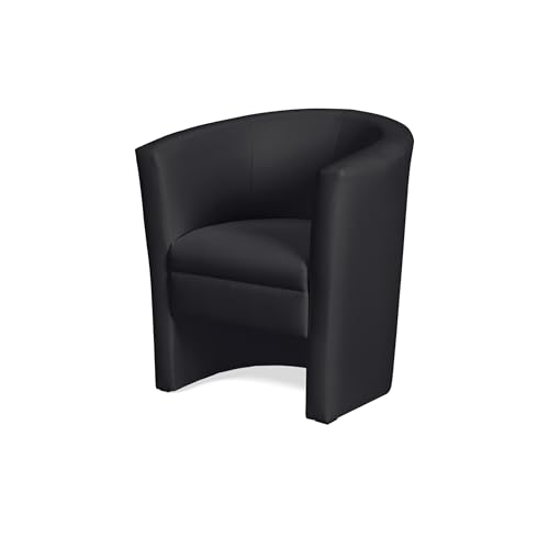 KHG Cocktailsessel Schwarz - Kunstleder, 73x78x60 cm, Sitzhöhe 42cm, Sitzbreite 46cm, Schaumpolsterung, Schlichtes & Zeitloses Design, ideal für Wohnzimmer, Leseecke, Gästezimmer, Bürosessel