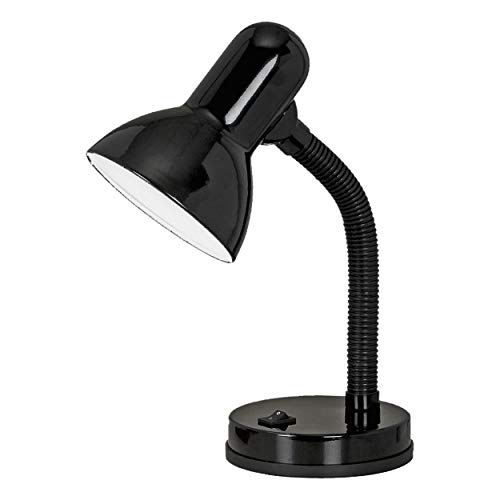 EGLO Tischlampe Basic, 1 flammige Tischleuchte, Schreibtischlampe aus Stahl und Kunststoff, Farbe: Schwarz, Fassung: E27, 12.5 x 12.5 x 30 cm